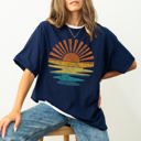 XXL Navy Colorful Beach Sunset, Summer Vibes, California Dreaming, Vacation, Hot Girl Summer Comfort Colors Tee