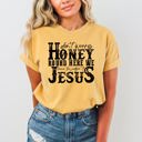 Small Mustard Don't Worry Honey Round Here We Leave the Judgin' to Jesus Country Western Christian God Is Love Comfort Colors Tee