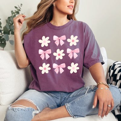 Flowers and Bows, Ribbons, Soft Girl, Coquette, Cute Vintage Inspired Comfort Colors Tee