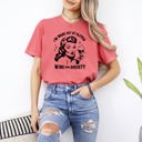 Medium Watermelon Pink Glitter Wine Anxiety Mental Health Self Care Meme Relatable Humor Comfort Colors Tee