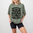 XL Moss Dark Green Goddess Vibes Only Spiritual Tarot Mystical Moon Sun Mushrooms Self Care Mental Health Comfort Colors Tee