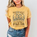 Large Mustard Rock World Tour Skulls Skeleton 80s Classic Rock Music Vintage Concert Artwork Comfort Colors Tee