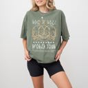 XL Moss Dark Green Rock World Tour Skulls Skeleton 80s Classic Rock Music Vintage Concert Artwork Comfort Colors Tee
