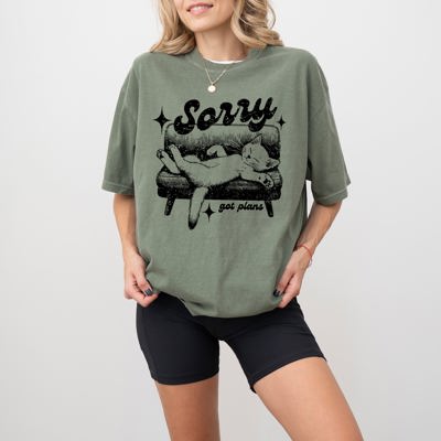Sorry, Got Plans Lazy Cat Aesthetic Meme For Cat Lovers Who Embrace Cozy Vibes Comfort Colors Tee