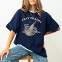 XXL Navy Stay Trashy Raccoon Meme Aesthetic Funny Original Artwork Edition Comfort Colors Tee