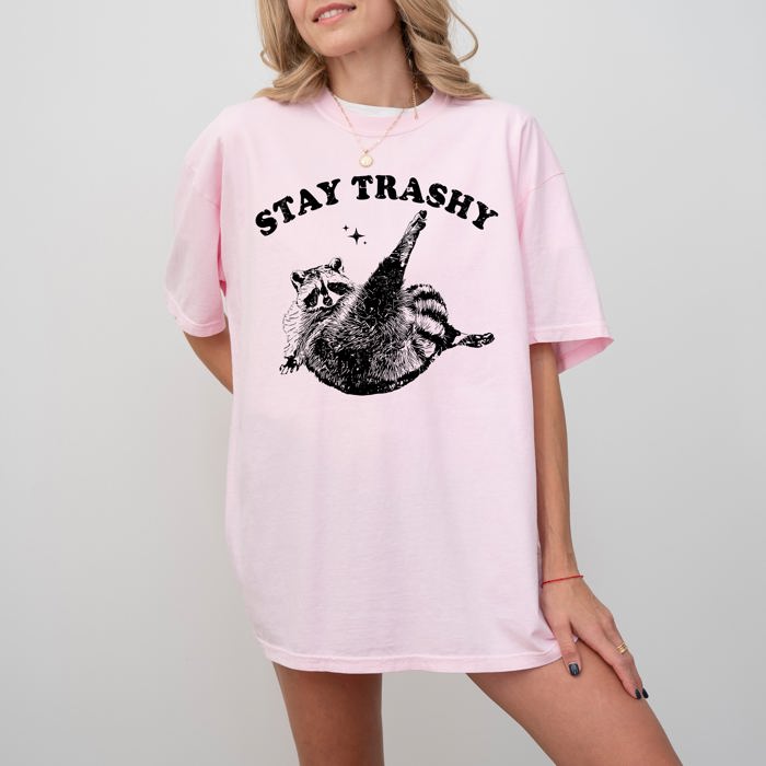 Stay Trashy Raccoon Meme Aesthetic Funny Original Artwork Edition Comfort Colors Tee