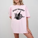 Medium Blossom Light Pink Stay Trashy Raccoon Meme Aesthetic Funny Original Artwork Edition Comfort Colors Tee
