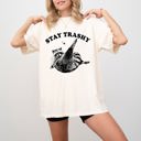 Large Ivory Cream Stay Trashy Raccoon Meme Aesthetic Funny Original Artwork Edition Comfort Colors Tee
