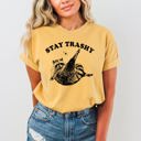 XL Mustard Stay Trashy Raccoon Meme Aesthetic Funny Original Artwork Edition Comfort Colors Tee