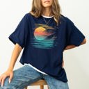XXL Navy Summer Sunset Beach Vibes Palm Tree Lined Edition Embracing Hot Girl Summer Coastal Dream Comfort Colors Tee