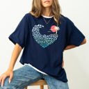 Large Navy Summer Wave Heart Sunset Beach Vibes Hot Girl Summer Vacation Comfort Colors Tee