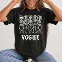 Large Black Vogue Skeletons Voguing Halloween Funny Sassy Camp Couture Retro Spooky Comfort Colors Tee