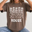 Medium Espresso Brown Vogue Skeletons Voguing Halloween Funny Sassy Camp Couture Retro Spooky Comfort Colors Tee