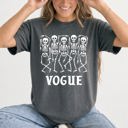 Medium Pepper Dark Gray Vogue Skeletons Voguing Halloween Funny Sassy Camp Couture Retro Spooky Comfort Colors Tee