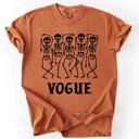 Medium Yam Vogue Skeletons Voguing Halloween Funny Sassy Camp Couture Retro Spooky Comfort Colors Tee