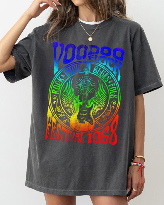 Voodoo Rock Festival Retro Concert Music Festival Vintage Poster Inspired Skull Artwork Comfort Colors Tee
