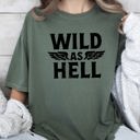 Medium Moss Dark Green Wild As Hell Motorcycle Biker Vintage Retro Graphic Ride Lover Rebel Spirit Classic Comfort Colors Tee