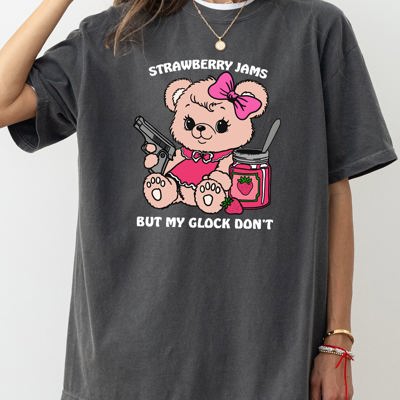 Teddy Strawberry Jams Glock Don't Meme Vintage Streetwear Style Quote Comfort Colors Tee