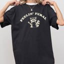  Feelin Feral Raccoon Aesthetic Trendy Humorous Playful Illustrative Comfort Colors Tee