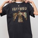 Large Black Free Bird Western Thunderbird Leopard Print Concert Country Rock Music Design Comfort Colors Tee
