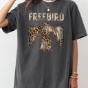 XXL Pepper Dark Gray Free Bird Western Thunderbird Leopard Print Concert Country Rock Music Design Comfort Colors Tee