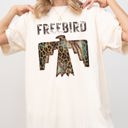 Medium Ivory Cream Free Bird Western Thunderbird Leopard Print Concert Country Rock Music Design Comfort Colors Tee