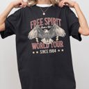 Large Black Free Spirit World Tour 1980s Eagle Patriotic Rock and Roll Concert Music Comfort Colors Tee