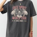 Large Pepper Dark Gray Free Spirit World Tour 1980s Eagle Patriotic Rock and Roll Concert Music Comfort Colors Tee
