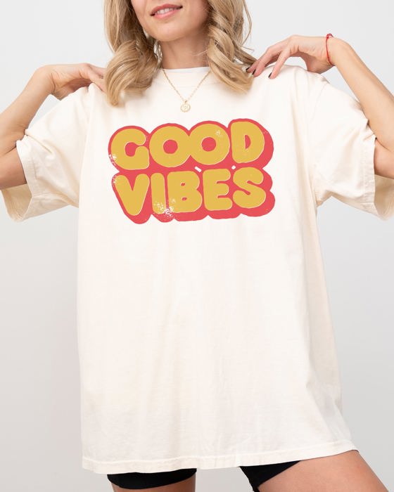 Good Vibes Good Times Retro Cool Vintage Everyday Classic Style For Bright Mornings And Late Nights Comfort Colors Tee