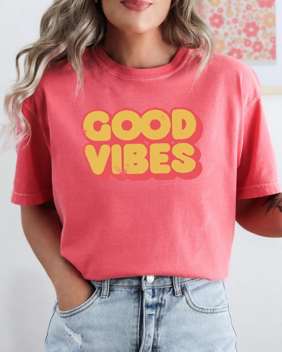 Good Vibes Good Times Retro Cool Vintage Everyday Classic Style For Bright Mornings And Late Nights Comfort Colors Tee