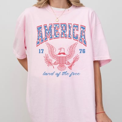 America Land Of The Free Eagle 1776 Stars Stripes Patriotic Heritage Comfort Colors Tee