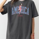 Small Pepper Dark Gray America Lightning Bolt Patriotic Fourth Of July Independence Day Comfort Colors Tee