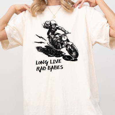 Long Live Rad Babes Motorcycle Feminist Women Retro Vintage Graphic Comfort Colors Tee