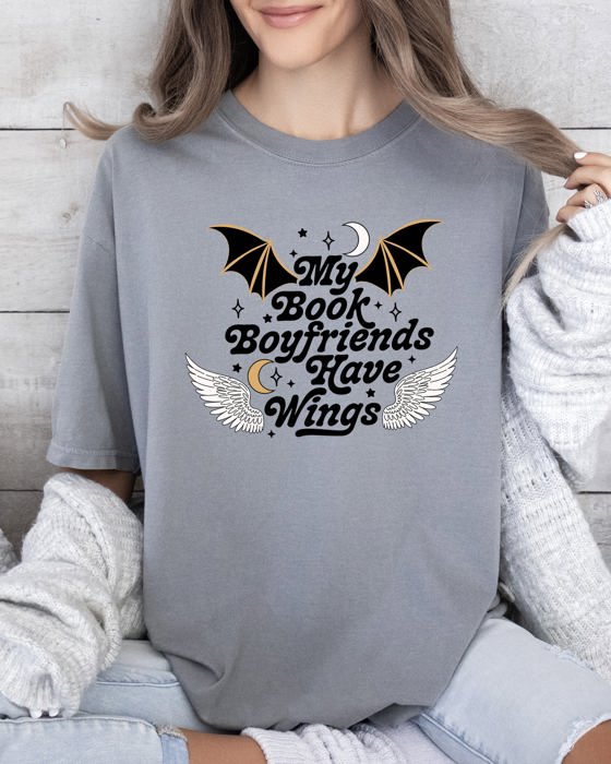 My Book Boyfriends Have Wings ACOTAR Bat Boys SJM Velaris Rhysand Azriel Cassian Comfort Colors Tee