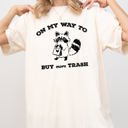 Large Ivory Cream On My Way To Buy More Trash Raccoon Shopping Humorous Quirky Nonsense Comfort Colors Tee