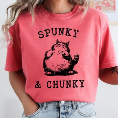 Spunky Chunky Cat Cartoon Mischief Vintage Illustration Graphic Comfort Colors Tee