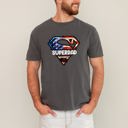 XL Pepper Dark Gray Superdad Father's Day USA Patriot Edition For Dads Who Lead With Heart And Hard Work Comfort Colors Tee
