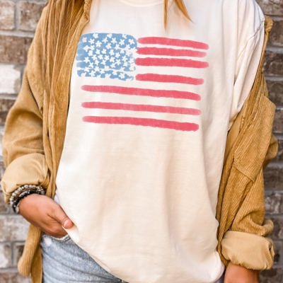 Retro America Vintage American Flag Fourth Of July Edition Heritage Comfort Colors Tee