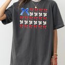  Flag Ribbons and Bows Fourth Of July America Red White Blue Patriotic Girly Coquette Comfort Colors Tee