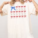 Medium Ivory Cream Flag Ribbons and Bows Fourth Of July America Red White Blue Patriotic Girly Coquette Comfort Colors Tee