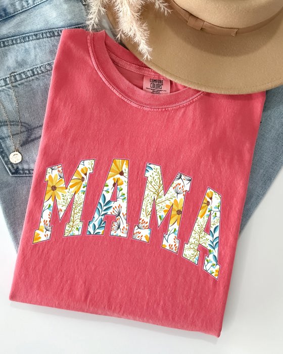 Floral Mama, Vintage Flowers, Gift for Mom, Summer, Botanical, Retro Floral Pattern Comfort Colors Tee