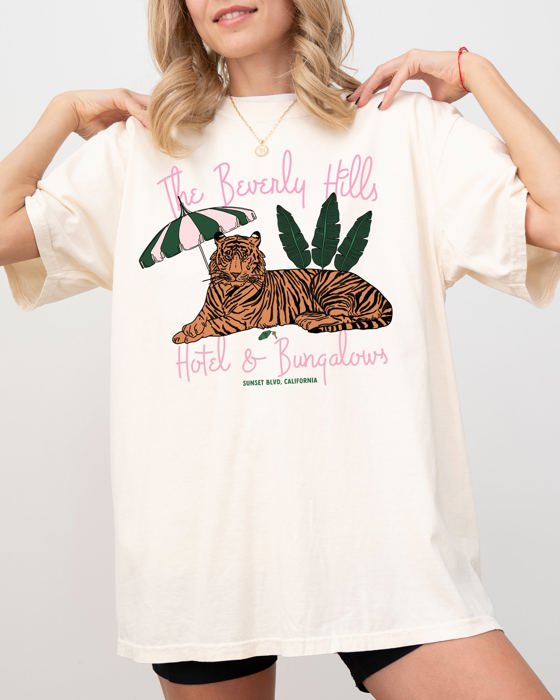 Beverly Hills Hotel Tiger Pool Summer Beach Trendy Hot Girl Summer Vacation Comfort Colors Tee