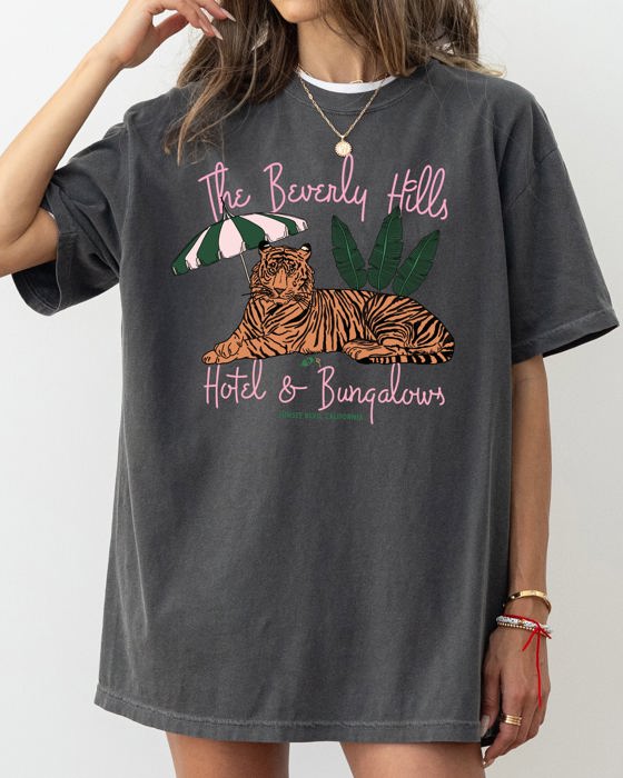 Beverly Hills Hotel Tiger Pool Summer Beach Trendy Hot Girl Summer Vacation Comfort Colors Tee