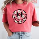  Retro Smiley Daisies Happy Vintage Floral Patchwork Print Inspired By Classic 70s Sunshine Mood Comfort Colors Tee