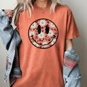 XL Yam Retro Smiley Daisies Happy Vintage Floral Patchwork Print Inspired By Classic 70s Sunshine Mood Comfort Colors Tee