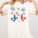  Patriotic Chickens USA America Fireworks Independence Day 4th Of July Comfort Colors Tee