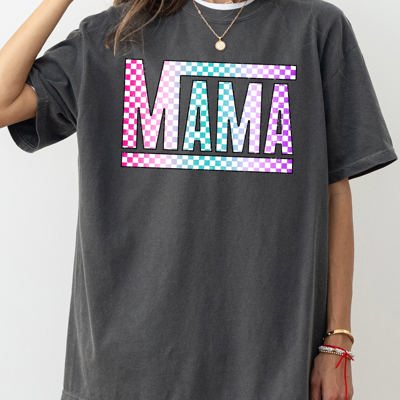 Checkered Mama Colorful Retro Vintage Mother Heritage Pattern Comfort Colors Tee