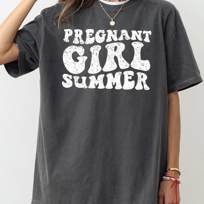 Pregnant Girl Summer Mom To Be Pregnancy Announcement Baby Shower For New Mom Comfort Colors Tee