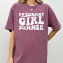 Large Berry Red Pregnant Girl Summer Mom To Be Pregnancy Announcement Baby Shower For New Mom Comfort Colors Tee