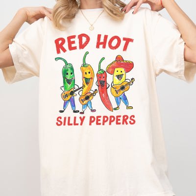 Vintage Silly Peppers Red Hot Chili Pepper Meme Artwork Collection Comfort Colors Tee